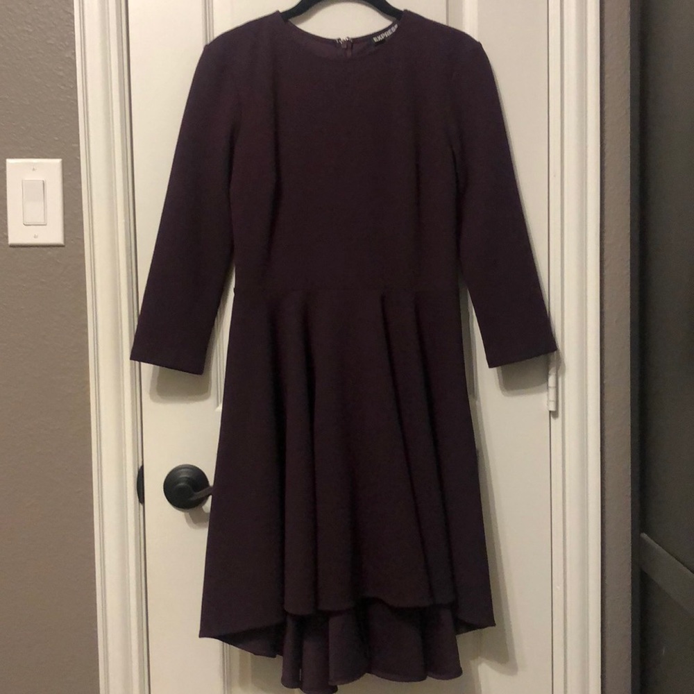 Express Plum Purple Long Sleeve High Low Dress
